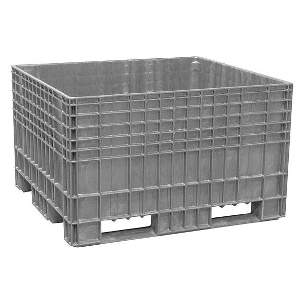 Gray Bulk Container, Plastic, 25.9 cu ft Volume Capacity