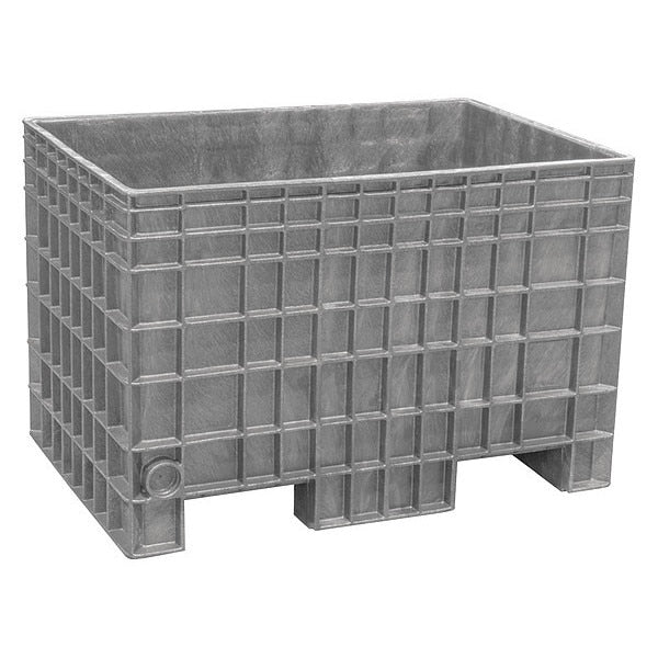 Gray Bulk Container, Plastic, 13.8 cu ft Volume Capacity