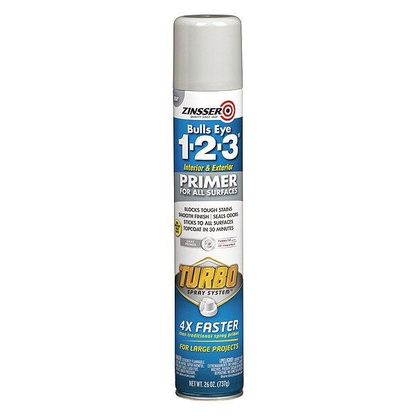 Spray Primer, Gray, Flat Finish, 26 oz.