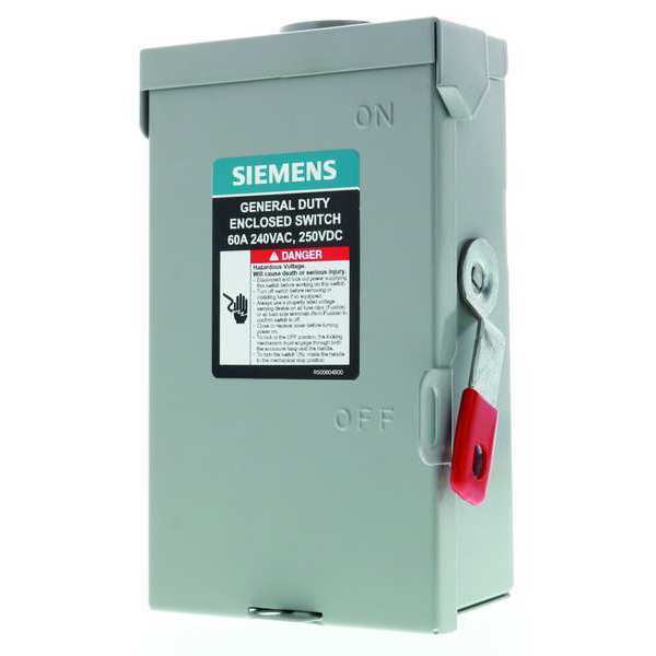 Nonfusible Safety Switch, General Duty, 240V AC, 2PST, 60 A, NEMA 3R