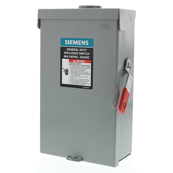 Fusible Safety Switch, General Duty, 240V AC, 2PST, 60 A, NEMA 3R