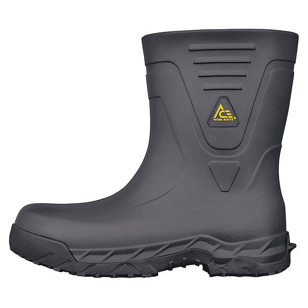 Rubber Boot, Men's, 12, Mid-Calf, Black, PR, Footwear Width: D