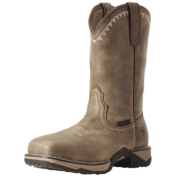 Size 9 Women's Wellington Boot Composite Work Boot, Brown Bomber