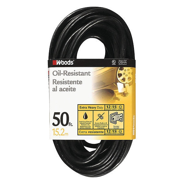 Extension Cord, 12 AWG, 125VAC, 50 ft. L