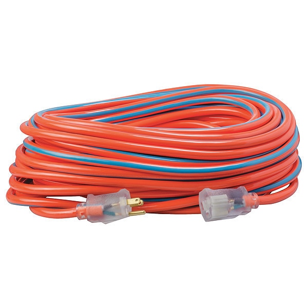 Extension Cord, 12 AWG, 125VAC, 100 ft. L