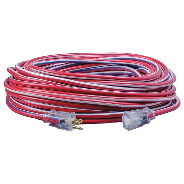 Extension Cord, 12 AWG, 125VAC, 100 ft. L