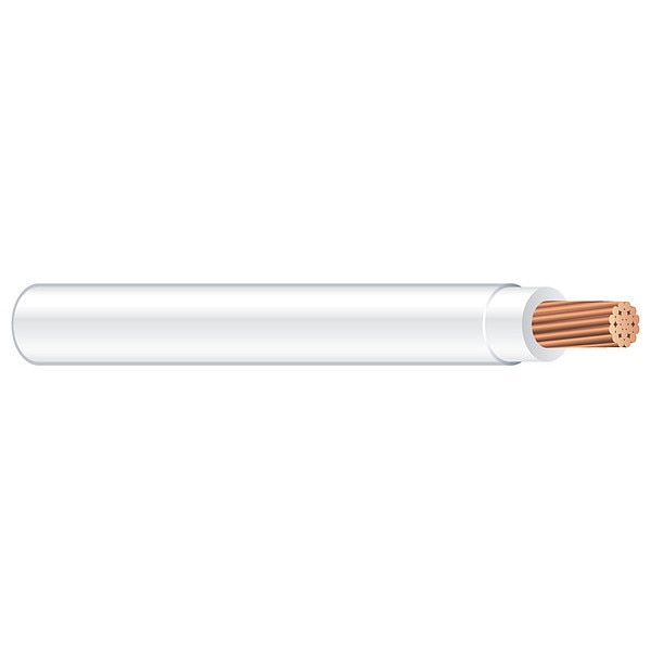 Building Wire, THHN, 10 AWG, 1,250 ft, White, Nylon Jacket, PVC Insulation