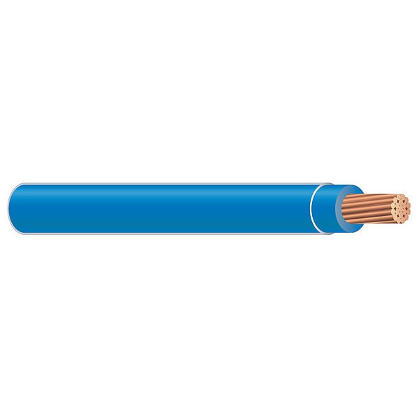 Building Wire, THHN, 10 AWG, 1,250 ft, Blue, Nylon Jacket, PVC Insulation