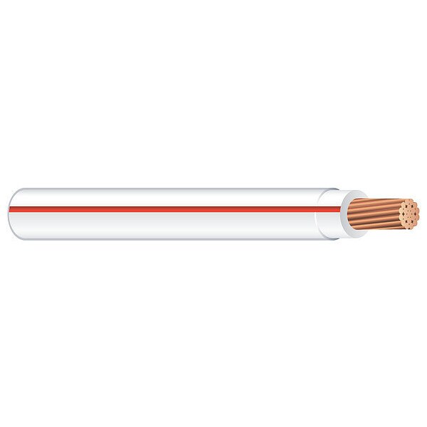 Building Wire, THHN, 12 AWG, 2,000 ft, Red/White, Nylon Jacket, PVC Insulation