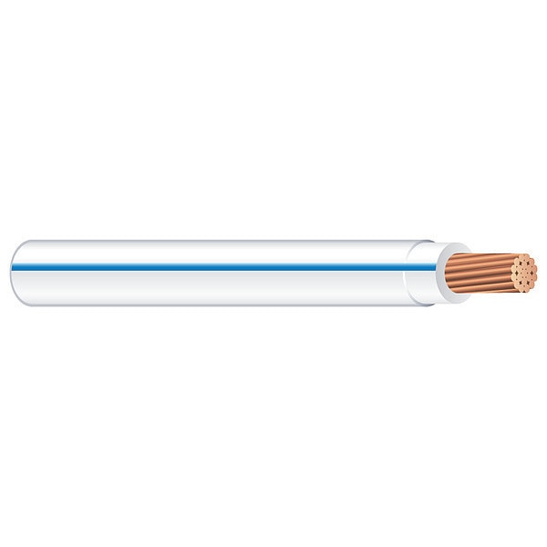 Building Wire, THHN, 10 AWG, 1,250 ft, Blue/White, Nylon Jacket, PVC Insulation