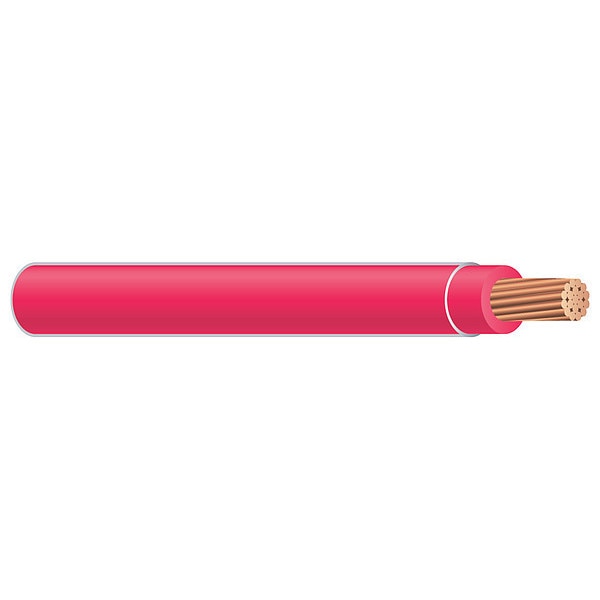 Building Wire, THHN, 10 AWG, 1,250 ft, Red, Nylon Jacket, PVC Insulation