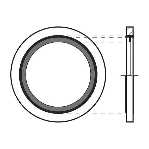 Sealing Washer, Fits Bolt Size 1-1/2 in Steel/Buna-N, Cadmium Plated Finish
