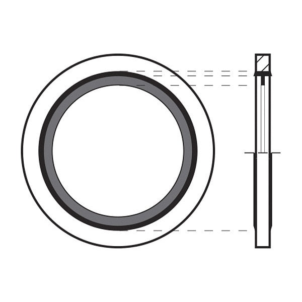 Sealing Washer, Fits Bolt Size M16 Steel/Buna-N, Cadmium Plated Finish