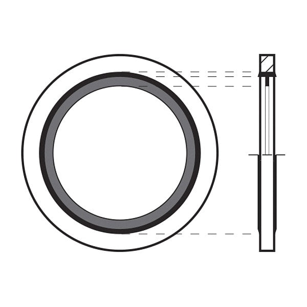 Sealing Washer, Fits Bolt Size 1 in Steel/Buna-N, Cadmium Plated Finish
