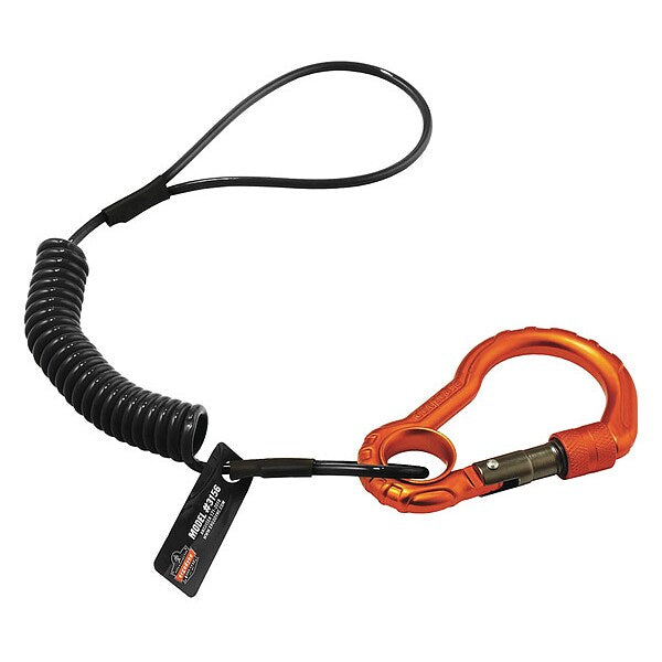 Coiled Lanyard, 4 ft., 2 lb. Weight Capacity, Black