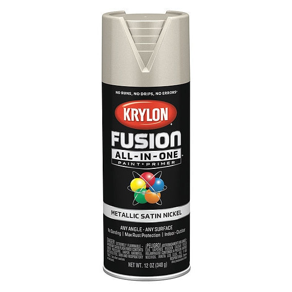 Metallic Spray Paint, Satin Nickel, Metallic, 12 oz