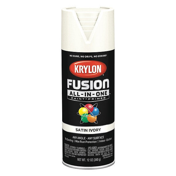 Rust Preventative Spray Paint, Ivory, Satin, 12 oz.