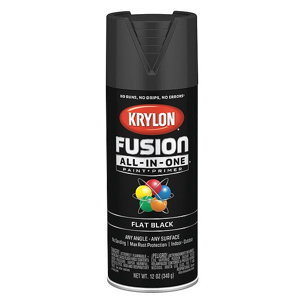 Rust Preventative Spray Paint, Black, Flat, 12 oz