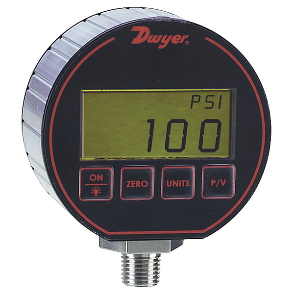0-3000 Psi Battery Powred Pressure Gauge, 0 to 3000 psi, 1/4 in MNPT, Black