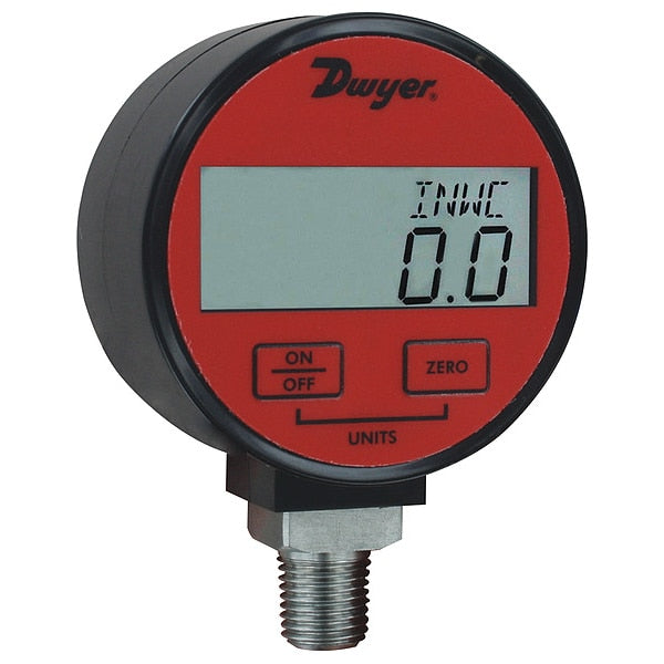 Digital Compound Gauge, -30 to 0 to 100 in Hg/psi, 1/4 in MNPT, Red