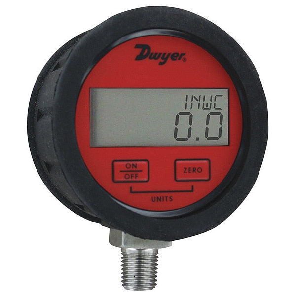 Digital Pressure Gauge, 0 to 30 psi, 1/4 in MNPT, Red