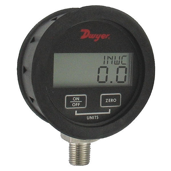 Digital Pressure Gauge, 0 to 15 psi, 1/4 in MNPT, Black