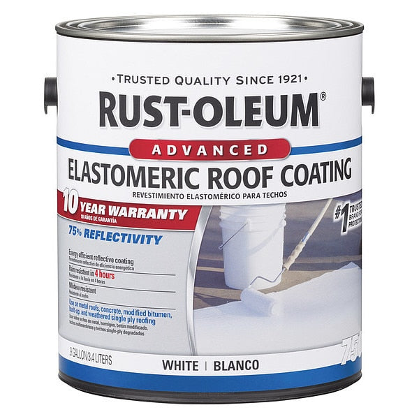 Elastomeric Roof Coating, 0.9 gal., White, Base Type: Water