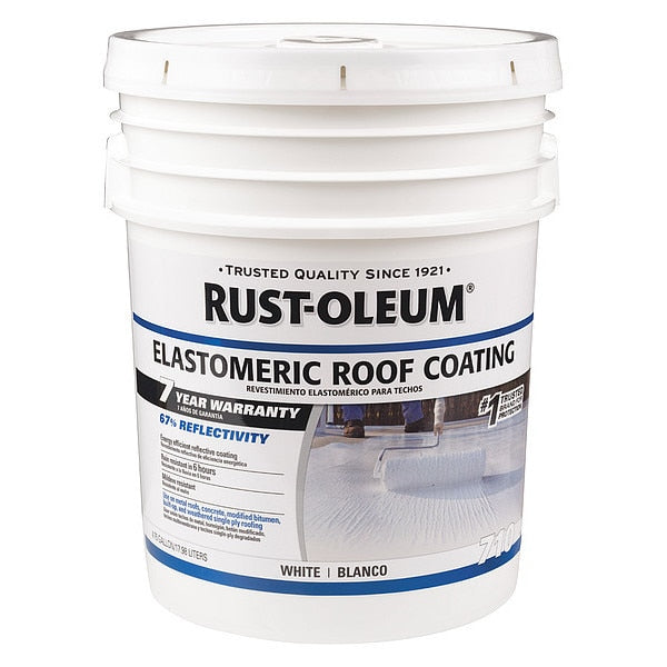 Elastomeric Roof Coating, 4.75 gal., White, Surface: Metal