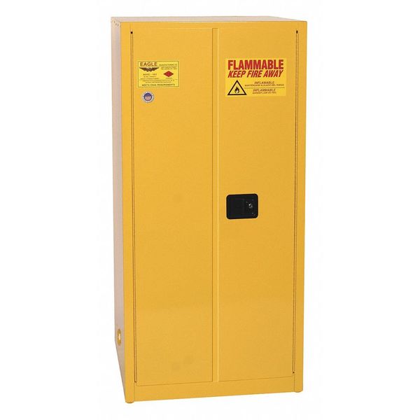 Flammable Liquid Safety Cabinet, Yellow, Number of Cabinet Shelves: 2