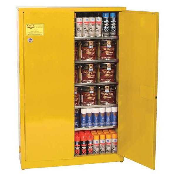 Flammable Liquid Safety Cabinet, Yellow, Height: 65 in