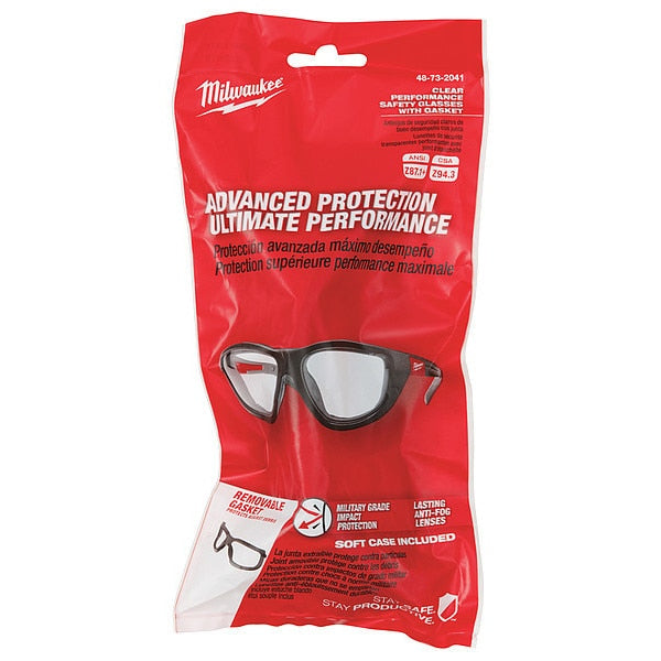 Clear Performance Safety Glasses w/Gasket (Polybag)