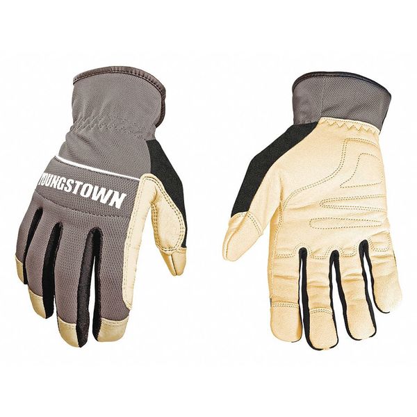 Leather Gloves, Gray, Grade A, Unlined, M, PR