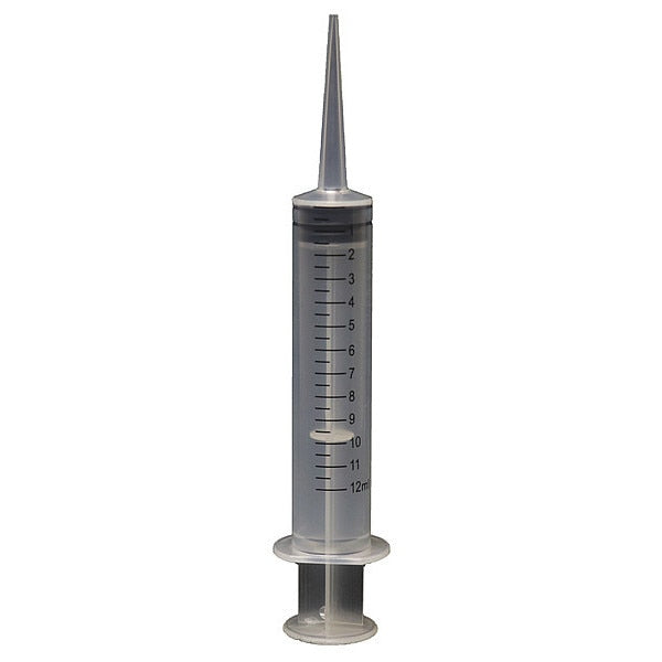 Syringe, 12 mL, Straight/Curved Trans, PK50