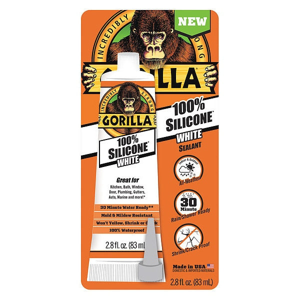 Sealant, 2.8 oz, Tube, White, Silicone Base