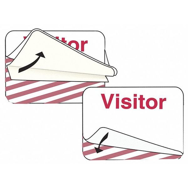 Visitor Expiring Badge, Red/White