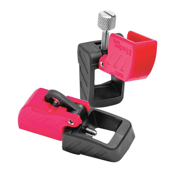 Circuit Breaker Lockout, Clamp-On w/Screw, Color: Black, Red