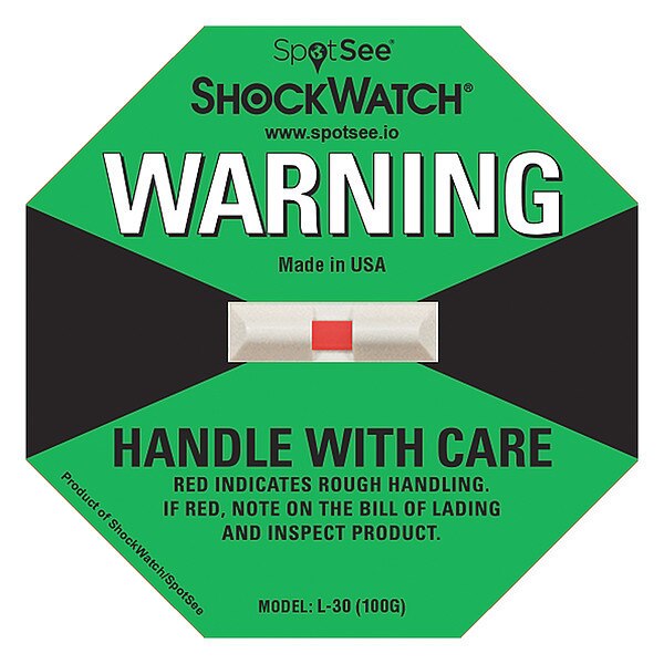 G-Force Indicator Label, 100G, PK50