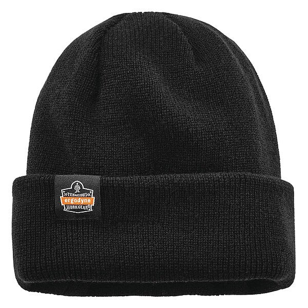 Knit Cap with Zipper, Over The Head, Black