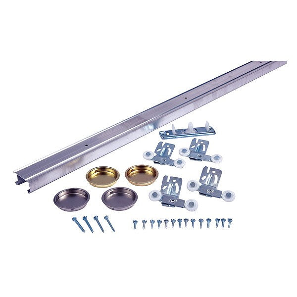 Track Kit, Sliding Door Type, Alum., Silver, Depth (In.): 60 in