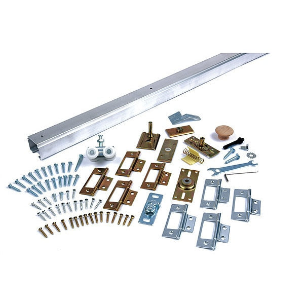 Track Kit, Sliding Door Type, Alum., Silver, Depth (In.): 48 in