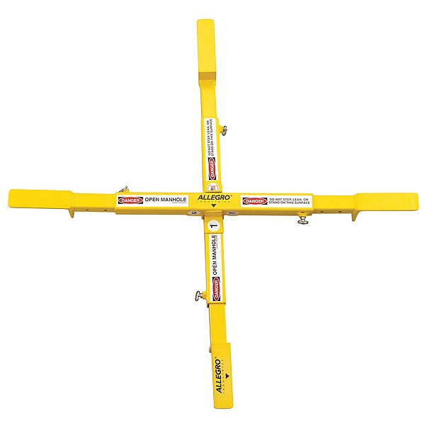 Manhole Safety Cross, Steel, 17 lb., Yellow