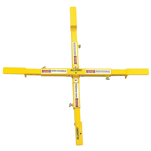 Manhole Safety Cross, Steel, 15 lb., Yellow