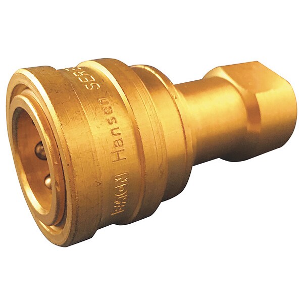 Hydraulic Quick Connect Hose Coupling, Brass Body, Push-to-Connect Lock, 3/8
