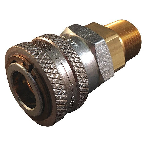 Hydraulic Quick Connect Hose Coupling, Steel Body, Push-to-Connect Lock, 1/4
