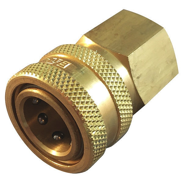 Hydraulic Quick Connect Hose Coupling, Brass Body, Push-to-Connect Lock, 1/8