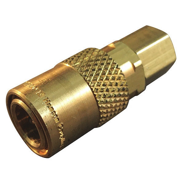Hydraulic Quick Connect Hose Coupling, Brass Body, Push-to-Connect Lock, 1/8