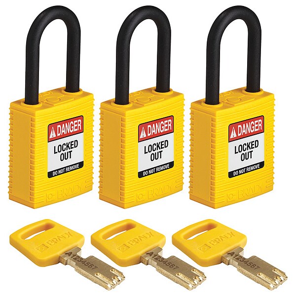 Lockout Padlock, Nylon, Ylw, 1-13/16