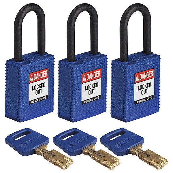Lockout Padlock, Nylon, Bl, 1-13/16