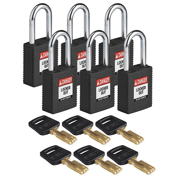 Lockout Padlock, Nylon, Blk, 1-13/16