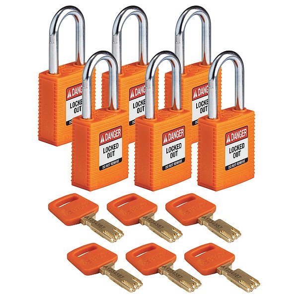 Lockout Padlock, Nylon, Org, 1-13/16